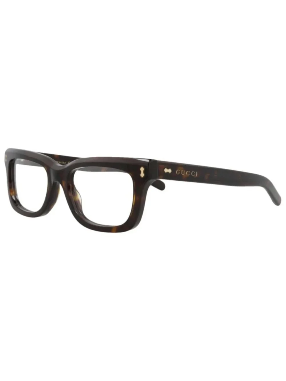 New Gucci Women's Eyeglasses Square Rectangle Recycled Acetate Frame Havana